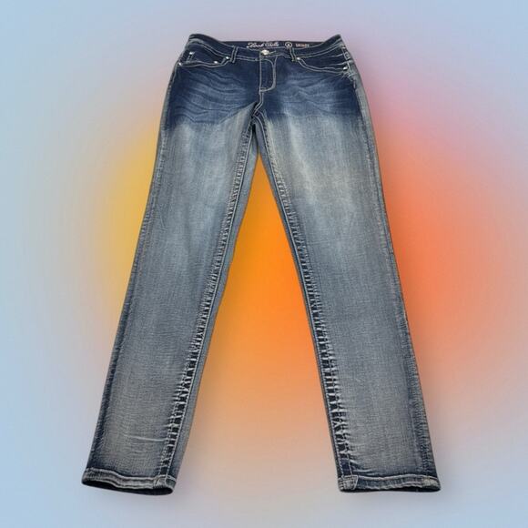 LOOK @ ME Women's 8 Skinny Embellished Blue Jeans - Picture 3 of 4